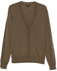 Emporio Armani - Button-Fastening V-Neck Cardigan - Lyst