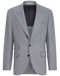 Brunello Cucinelli - Cashmere And Silk Houndstooth Flannel Deconstructed Cavallo Blazer - Lyst