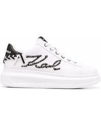 Karl Lagerfeld - Embroidered-Logo Leather Sneakers - Lyst