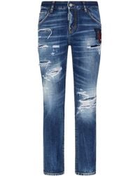 DSquared² - Boston Logo-Patch Cropped Jeans - Lyst