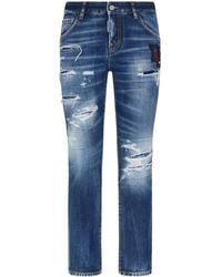 DSquared² - Boston Logo-Patch Cropped Jeans - Lyst