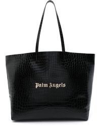 Palm Angels - Leren Shopper Met Logoplakkaat - Lyst