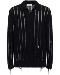 Laneus - Knitted Polo Collar Cardigan - Lyst