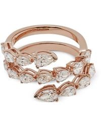 Jewels Aficionado - 18Kt Roségouden Gedraaide Ring Met Diamant - Lyst