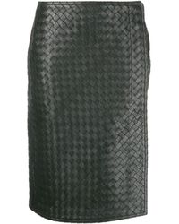 Bottega Veneta - Intrecciato Leather High-waisted Skirt - Lyst