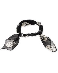 McQueen - Skull-Print Silk-Wrapped Bracelets - Lyst