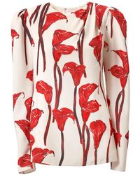 Carolina Herrera - Calla Lily Print Blouse - Lyst