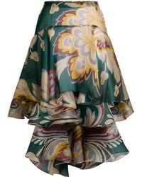 Etro - Floral Ruffled Asymmetric Skirt - Lyst