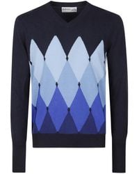 Ballantyne - Argyle V-Neck Sweater - Lyst
