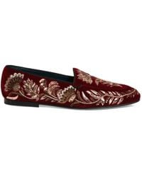 Dolce & Gabbana - Floral-Embroidered Velvet Loafers - Lyst