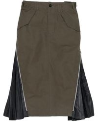 Sacai - Pleated-Panel Zip-Detail Mid Skirt - Lyst