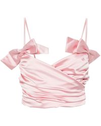 Fiorucci - Bow-embellished Satin Cropped Top - Lyst