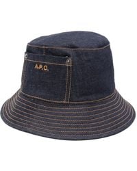 A.P.C. - Sombrero de pescador vaquero con detalle de bolsillo - Lyst