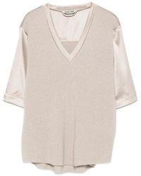 Max & Moi - Silk-Panelled Fine-Knit T-Shirt - Lyst