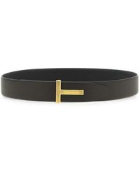 Tom Ford - Grain Leather Ridge Buckle T Belt - Lyst