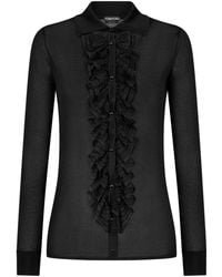 Tom Ford - Ruffle-Panel Long-Sleeve Shirt - Lyst