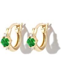 Adina Reyter - 14Kt Emerald Diamond Huggie Hoop Earrings - Lyst