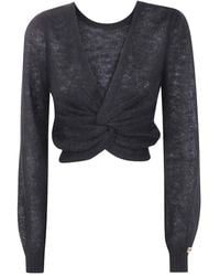 Twinset - Cropped Trui Met Gedraaide Voorkant - Lyst