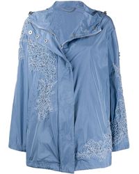 Ermanno Scervino Lace Detailed Raincoat - Blue