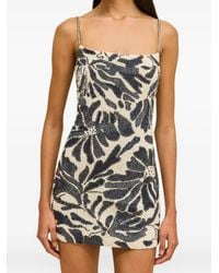 Cult Gaia - Robe Courte Bebe À Fleurs Imprimées Et Ornements De Perles - Lyst