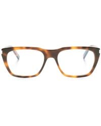 Saint Laurent - Tortoiseshell-Effect Square-Frame Glasses - Lyst