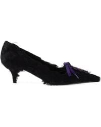 Prada - Feather-Embellished Satin Pumps - Lyst