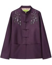 Shanghai Tang - Beaded Twill Embellished Frog-Fastening Jacket - Lyst