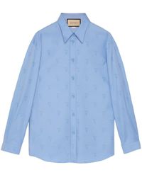 Gucci - Logo-jacquard Oxford Cotton Shirt - Lyst