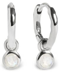 Monica Vinader - Moonstone-Charm Hoop Earrings - Lyst