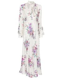 Raquel Diniz - Valerie Floral-Print Tie-Neck Maxi Dress - Lyst