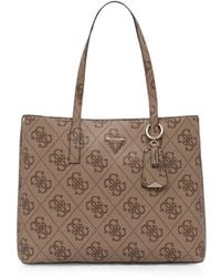 Guess - Meridian Monogram-Print Logo-Plaque Tote Bag - Lyst