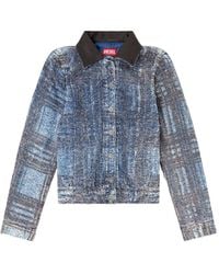 DIESEL - De-Ateli Prince Of Wales Leather Collar Jacket - Lyst