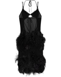 The Attico - Midi-Jurk Met Veren Afwerking - Lyst