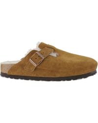 Birkenstock - Boston Slippers Aus Veloursleder Mit Shearling-Futter - Lyst