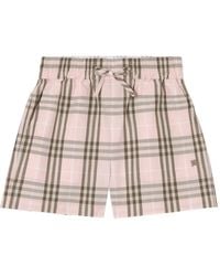 Burberry - Check Cotton Shorts - Lyst