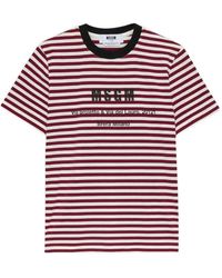 MSGM - Camiseta A Rayas Con Cuello Redondo - Lyst