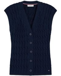 Tommy Hilfiger - Cable Knit Slim Cap Sleeve Cardigan - Lyst
