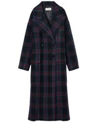 Psophia - Tartan-Print Double-Breasted Coat - Lyst