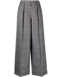 KENZO - Wavy Check Wide-leg Tailored Trousers - Lyst