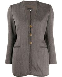 Giorgio Armani Veste ajustée à chevrons - Gris