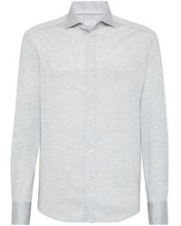 Brunello Cucinelli - Jerseyhemd Aus Seiden-Baumwollgemisch - Lyst