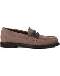 Brunello Cucinelli - Suede Penny Loafers - Lyst
