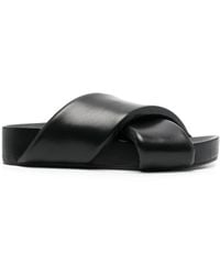 Jil Sander - Lamb Leather Sandals With Criss-Cross Straps - Lyst