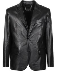 John Richmond - Single-Breasted Leather Blazer - Lyst