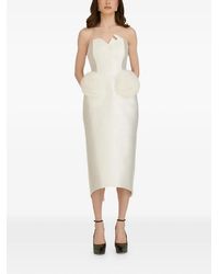 ARAFTU - Strapless Floral-Appliqué Midi Dress - Lyst