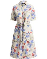 Ralph Lauren - Floral-Print Tie-Front Midi Shirtdress - Lyst