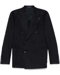 Tagliatore - Double-Breasted Brooch-Detail Blazer - Lyst