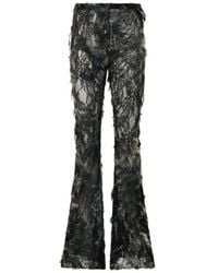Roberto Cavalli - Distressed-Effect Lace Flared Trousers - Lyst