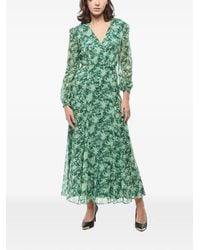 Saloni - Annabelle Botanical-Print Silk Dress - Lyst