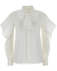 Sacai - Chemise En Popeline À Col Lavallière - Lyst
